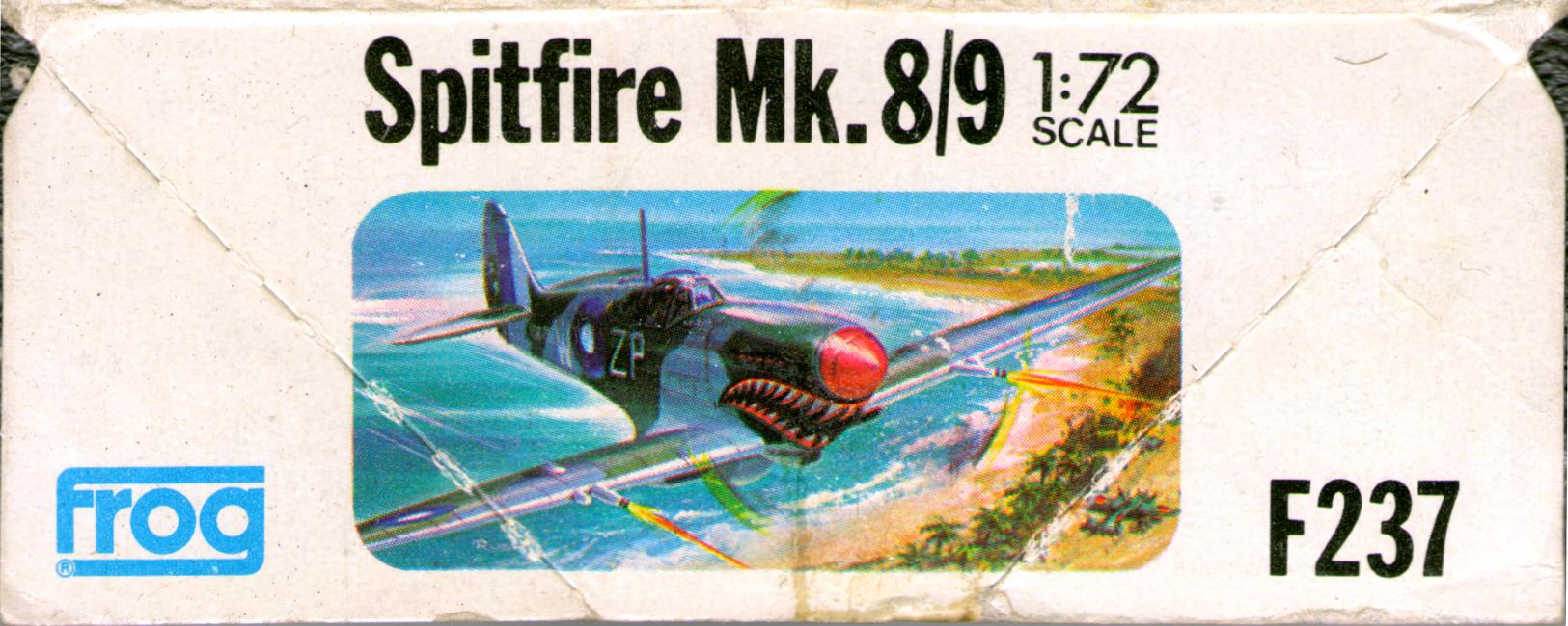 Торцевая сторона коробки с артикулом FROG Blue Series F237 Supermarine Spitfire Mk.8/9, Rovex Models and Hobbies Ltd, 1974